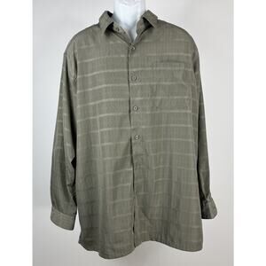 Vintage Haband Embroidered Green Button Up Shirt Size XL